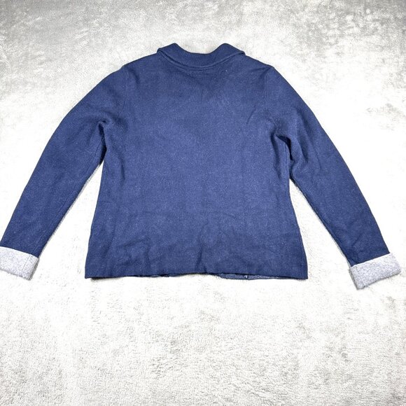 Adrienne Vittadini Navy Knit Blazer Cardigan Women’s Large Soft Office Sweater - Picture 6 of 10